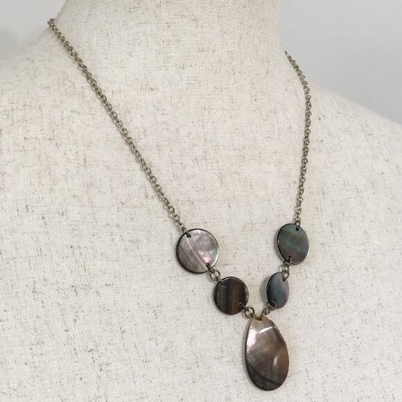 Premier Designs Tahiti Mother of Pearl Silver Plated Boho Chic Necklace - Picture 4 of 12